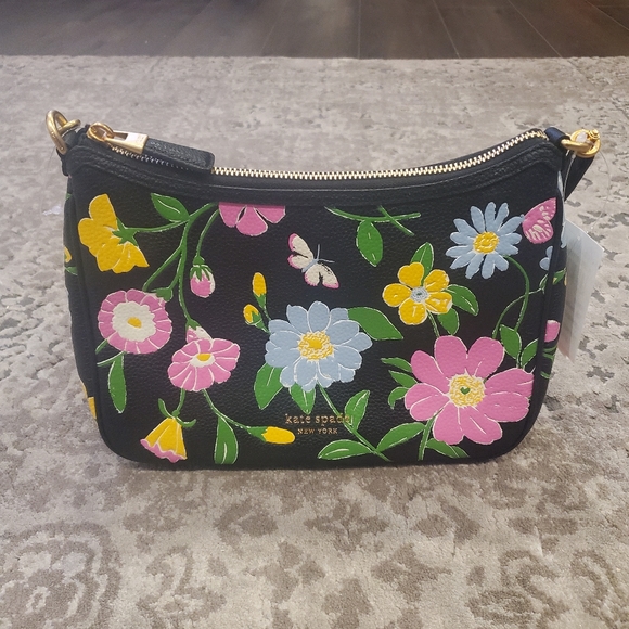 Kate Spade Sam Floral Embossed Pebble Leather Shoulder Bag - Picture 3 of 7